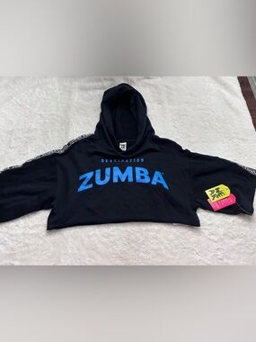 Zumba Fitness Black Hoodie with Light Blue Lettering
